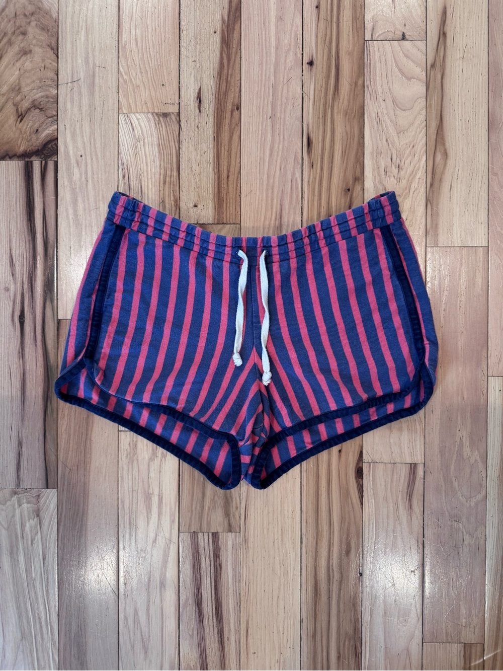 Striped Navy and Coral Women’s Drawstring Shorts